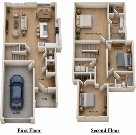 Floor plan for 3 beds, 1 bath, 1570 sqft